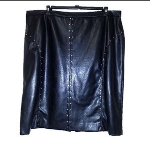 Faux Leather Skirt.  Below knee length